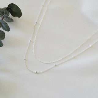 Silver Double Bobble Chain Necklace