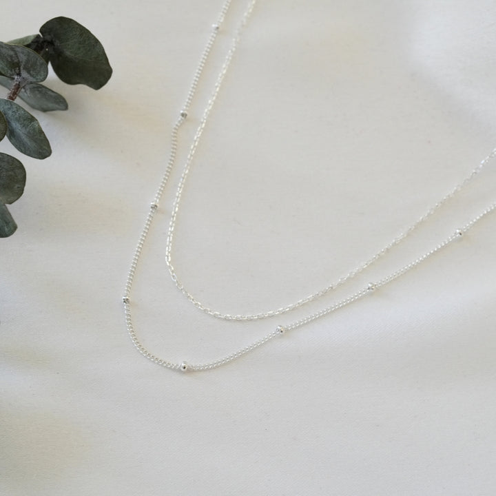 Calla Silver Double Bobble Chain Necklace