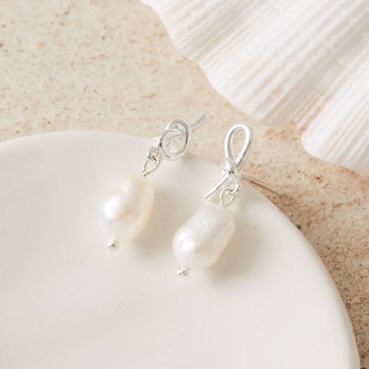 Pearl Knot Drop Earrings