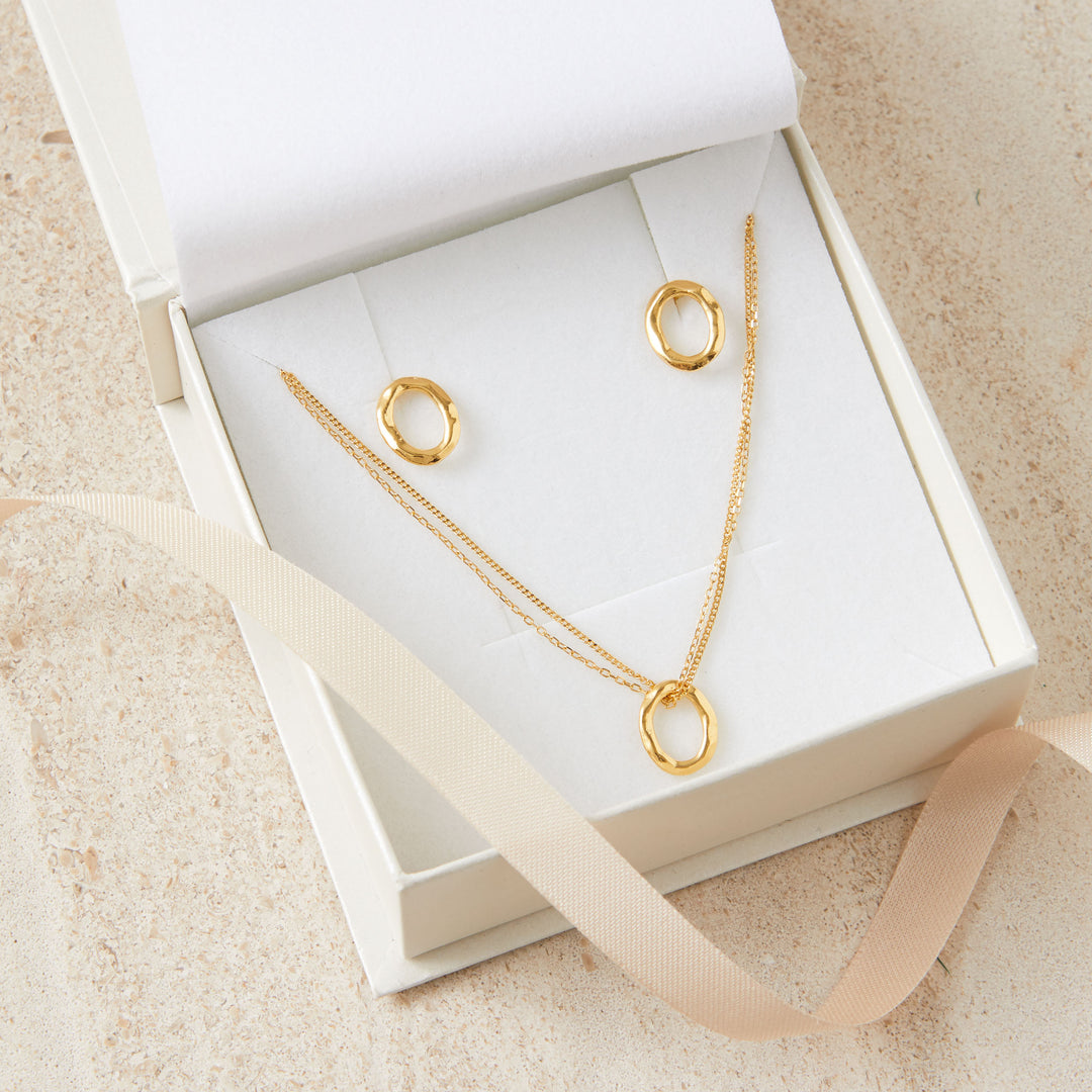 Gold Oval Double Chain Necklace