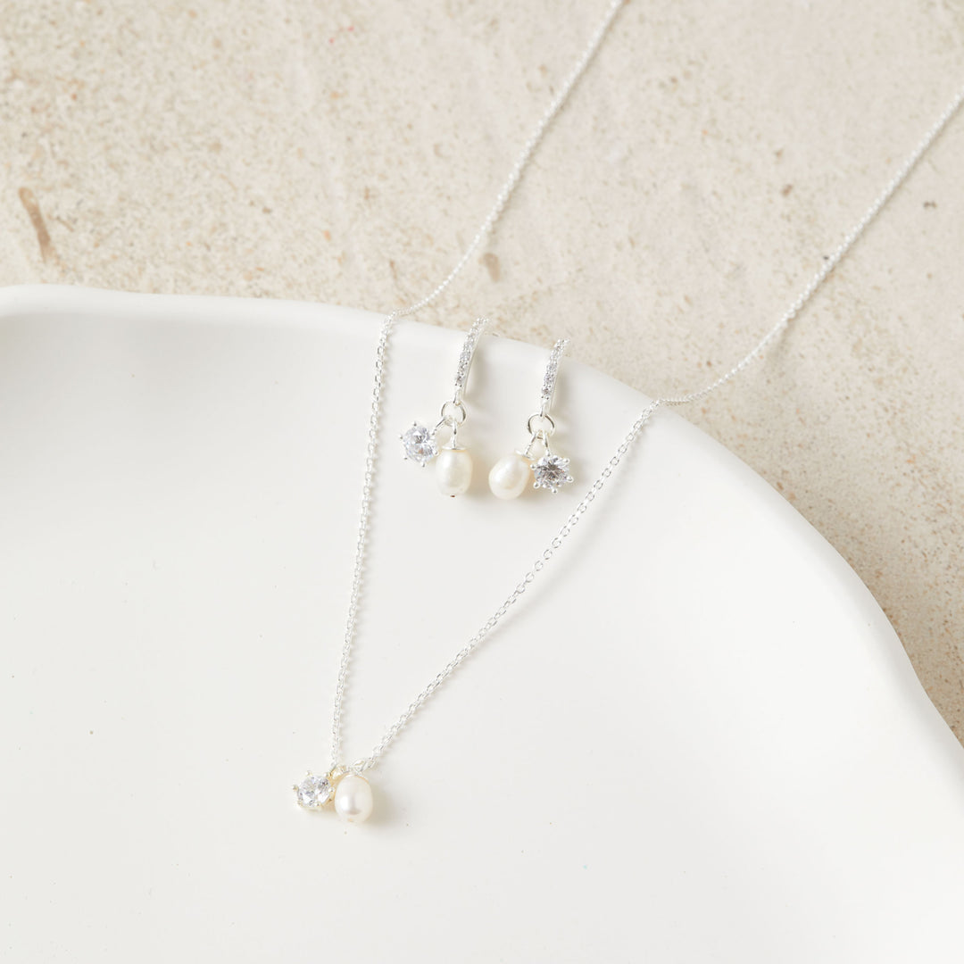 Pearl & Cubic Zirconia Charm Necklace