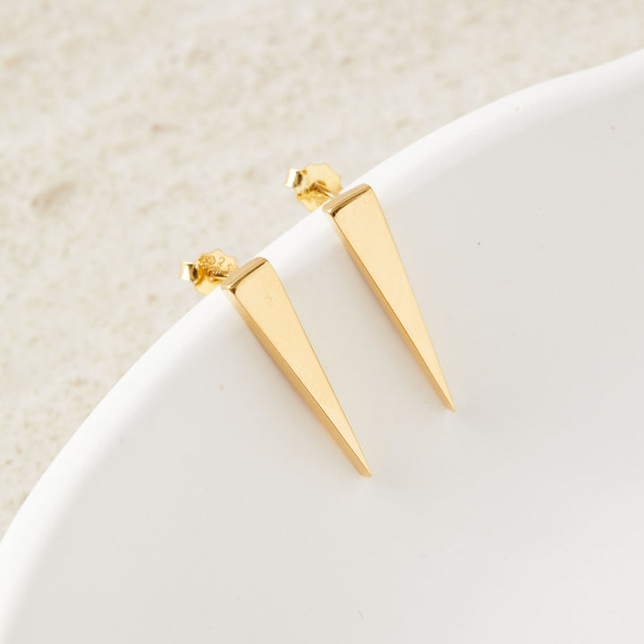 Gold Triangle Stud Earrings