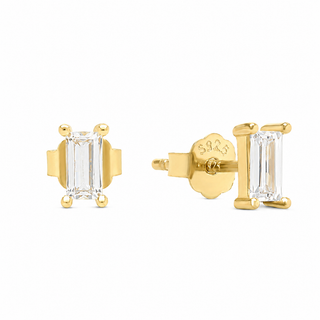 Gold Baguette Studs