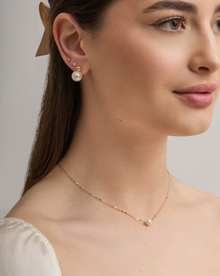 Gold & Pearl Double Stud Earrings