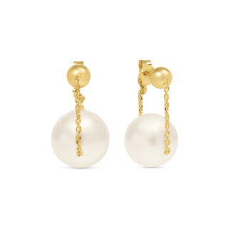 Gold Chain Pearl Drop Earrings