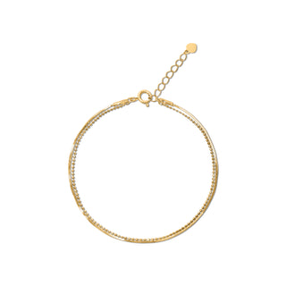 Gold Duo Texture Bracelet | Herringbone and Beaded Ball Chain