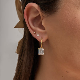 Gold Baguette Drop Earrings