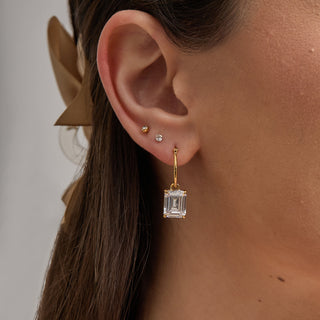 Gold Baguette Drop Earrings