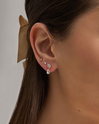 Gold Mini CZ Drop Stud Earrings