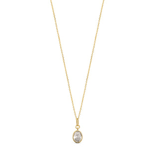 Gold Oval Solitaire Necklace