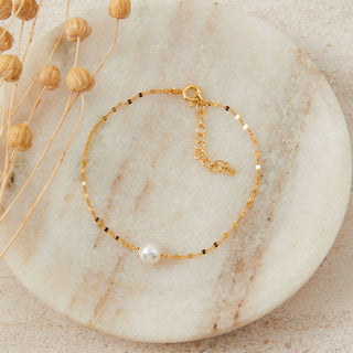 Gold Floating Pearl Bracelet