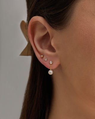 Gold Crystal & Pearl Drop Stud Earrings