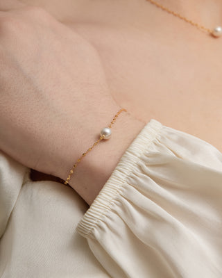 Gold Floating Pearl Bracelet