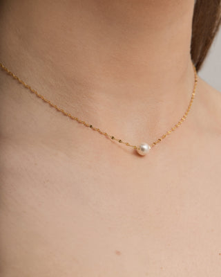 Gold Floating Pearl Necklace