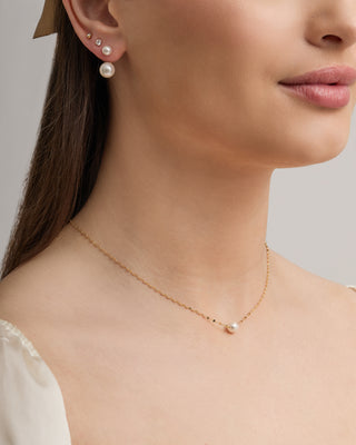 Gold Floating Pearl Necklace