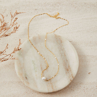 Gold Floating Pearl Necklace