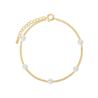 Gold Pearl Station Bracelet