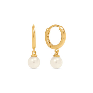 Gold Petit Pearl Huggie Hoops