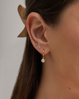 Gold Petit Pearl Hoops
