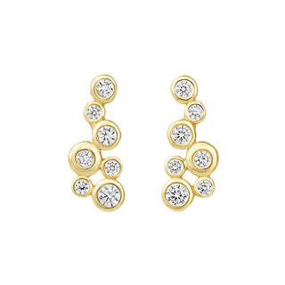 Gold & Cubic Zirconia Bubble Stud Earrings