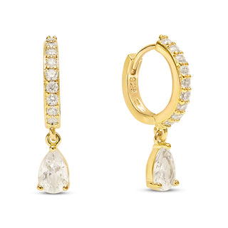 Gold Pear Cut Huggie Earrings