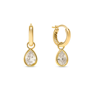Gold Teardrop CZ Huggie Earrings