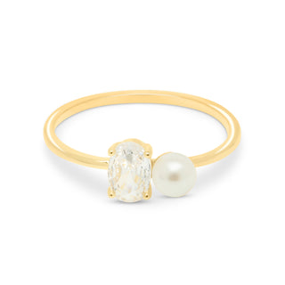 Gold Pearl Crystal Ring