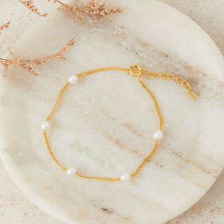 Gold Pearl Station Bracelet