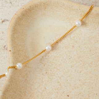 Gold Pearl Station Bracelet