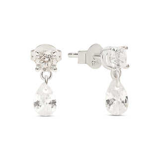 Silver Mini CZ Drop Stud Earrings