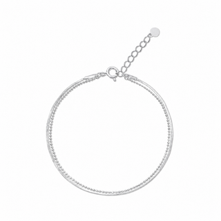 Silver Beaded Double Chain Bracelet