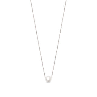 Silver Pearl Solitaire Necklace