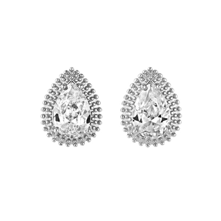 Silver & Cubic Zirconia Teardrop Stud Earrings