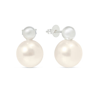 Silver & Pearl Double Stud Earrings