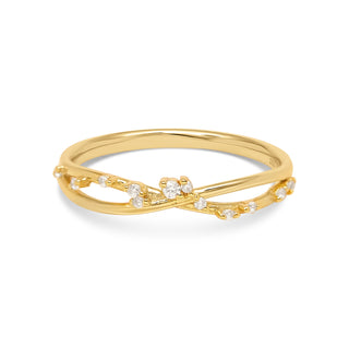 Gold Twist CZ Ring