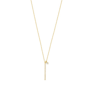 Vertical Bar Necklace with CZ Charm