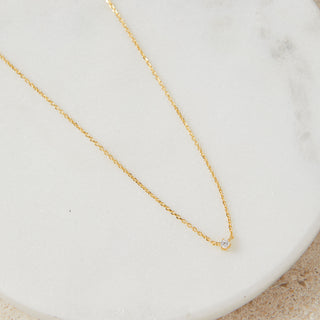 Gold Petit Solitaire Crystal Necklace