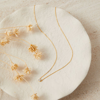 Gold Solitaire Crystal Necklace