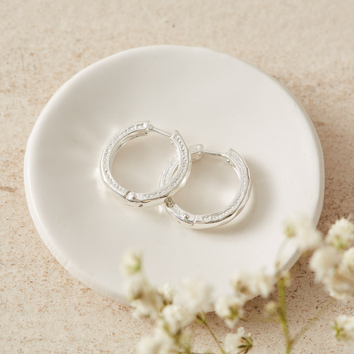 Silver Hammered Hoop Earrings