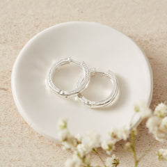 Silver Hammered Hoop Earrings