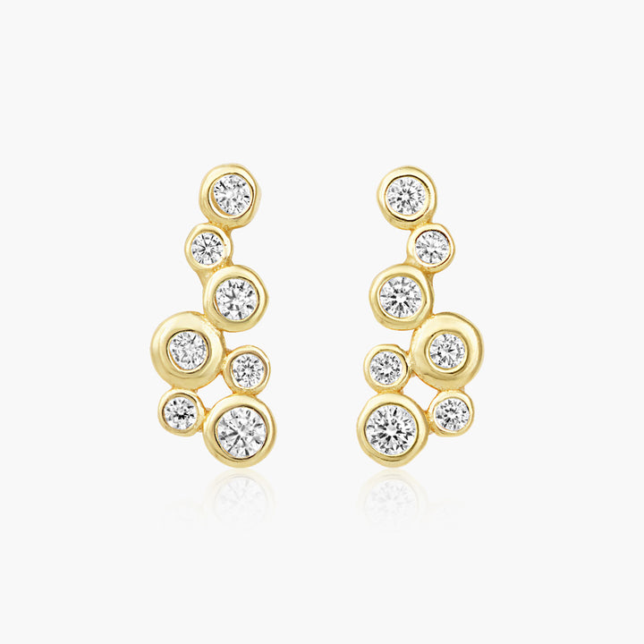 Gold & Cubic Zirconia Bubble Stud Earrings