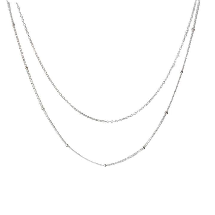 Calla Silver Double Bobble Chain Necklace