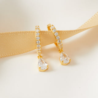 Gold Pear Cut Huggie Earrings