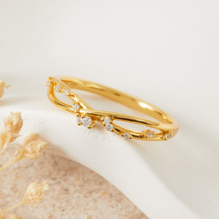 Gold Twist CZ Ring