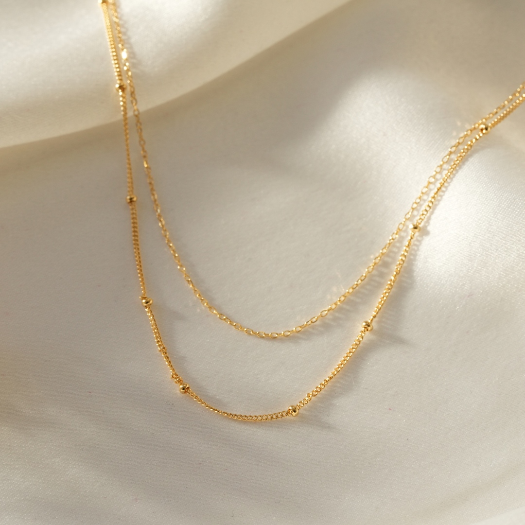 Calla Gold Double Bobble Chain Necklace