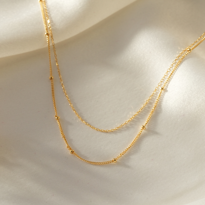 Calla Gold Double Bobble Chain Necklace