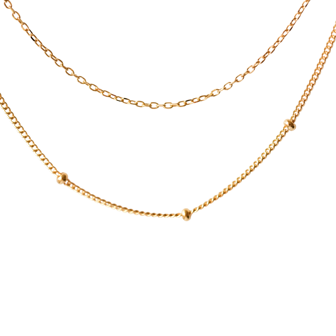 Calla Gold Double Bobble Chain Necklace