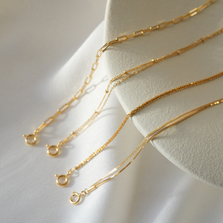 Gold Double Chain Beaded Necklace