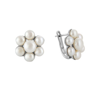 Freshwater Pearl Flower Stud Earrings