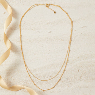 Gold Double Chain Beaded Necklace